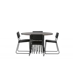 Stone Rundt Spisebordssæt - Sort og Mocca