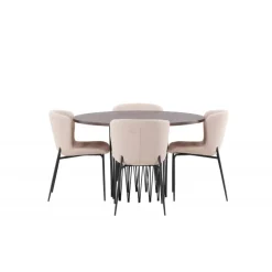 Stone Rundt Spisebordssæt - Mørkegrå og Mocca