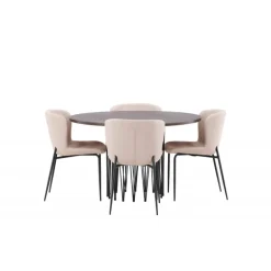 Stone Rundt Spisebordssæt - Mørkegrå og Mocca