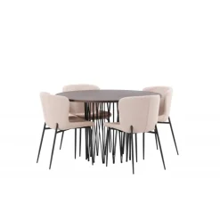 Stone Rundt Spisebordssæt - Mørkegrå og Mocca