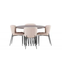 Stone Rundt Spisebordssæt - Mørkegrå og Mocca