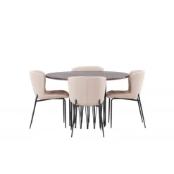 Stone Rundt Spisebordssæt - Mørkegrå og Mocca