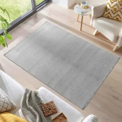 Style Kortluvet tæppe Ensfarvet - Grå