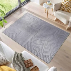 Style Kortluvet tæppe Ensfarvet - Grå