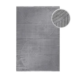 Style Kortluvet tæppe Ensfarvet - Grå