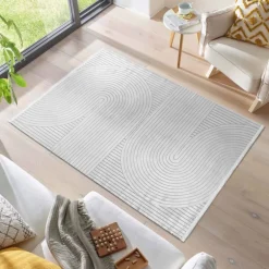 Style Kortluvet tæppe Ensfarvet - Sølv