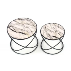 SUSANNA, sæt af to, Hvid marmor - Sort