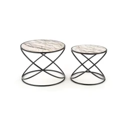 SUSANNA, sæt af to, Hvid marmor - Sort