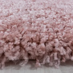 Sydney Rund Shaggy tæppe Ensfarvet - Rosa