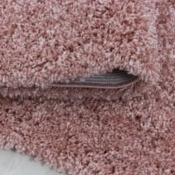 Sydney Rund Shaggy tæppe Ensfarvet - Rosa
