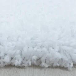 Sydney Rund Shaggy tæppe Ensfarvet - Hvid