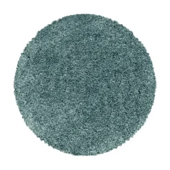 Sydney Rund Shaggy tæppe Ensfarvet - Aqua