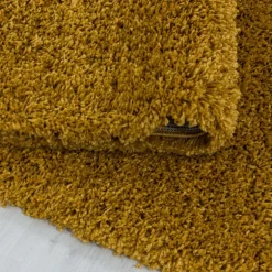 Sydney Rund Shaggy tæppe Ensfarvet - Guld