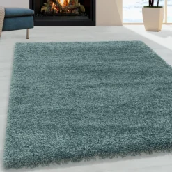 Sydney Shaggy tæppe Ensfarvet - Aqua