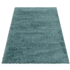 Sydney Shaggy tæppe Ensfarvet - Aqua