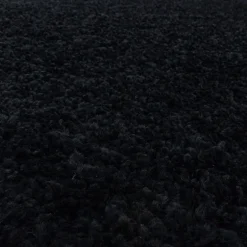 Sydney Shaggy tæppe Ensfarvet - Sort