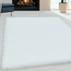 Sydney Shaggy tæppe Ensfarvet - Hvid