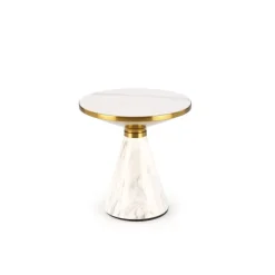 TALBI sofabord, Hvid marmor / Hvid / guld