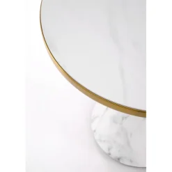 TALBI sofabord, Hvid marmor / Hvid / guld