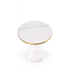 TALBI sofabord, Hvid marmor / Hvid / guld