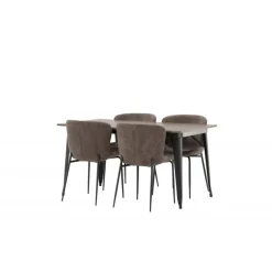 Tempe e Spisebordssæt - Mørkegrå og Valnød