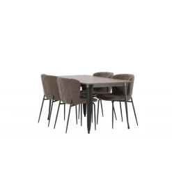 Tempe e Spisebordssæt - Mørkegrå og Valnød