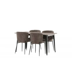 Tempe e Spisebordssæt - Mørkegrå og Valnød