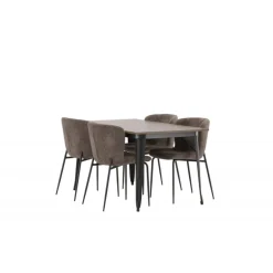 Tempe e Spisebordssæt - Mørkegrå og Valnød