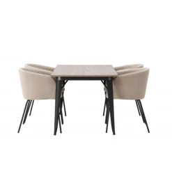 Tempe Spisebordssæt - Beige og Valnød