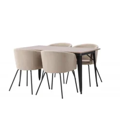 Tempe Spisebordssæt - Beige og Valnød