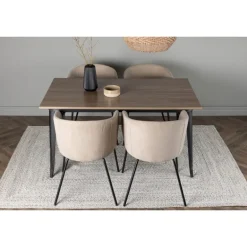 Tempe Spisebordssæt - Beige og Valnød