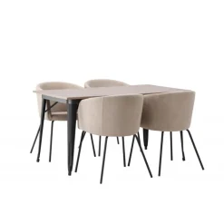 Tempe Spisebordssæt - Beige og Valnød