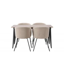 Tempe Spisebordssæt - Beige og Valnød