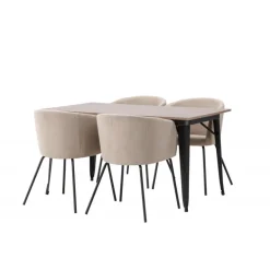 Tempe Spisebordssæt - Beige og Valnød