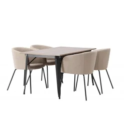 Tempe Spisebordssæt - Beige og Valnød