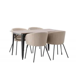 Tempe Spisebordssæt - Beige og Valnød
