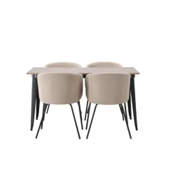 Tempe Spisebordssæt - Beige og Valnød
