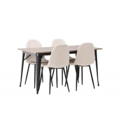 Tempe Spisebordssæt - Beige og Valnød