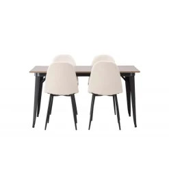 Tempe Spisebordssæt - Beige og Valnød