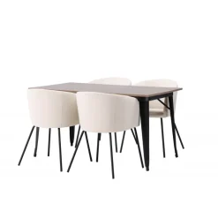 Tempe Spisebordssæt - Beige og Valnød