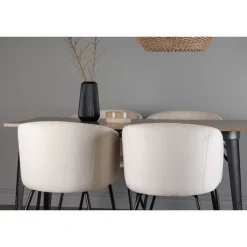 Tempe Spisebordssæt - Beige og Valnød