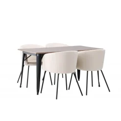 Tempe Spisebordssæt - Beige og Valnød