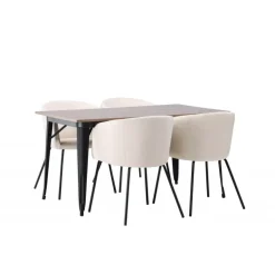 Tempe Spisebordssæt - Beige og Valnød