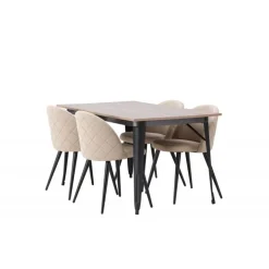 Tempe Spisebordssæt - Beige og Valnød
