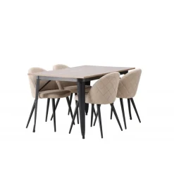 Tempe Spisebordssæt - Beige og Valnød