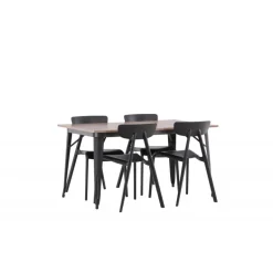 Tempe Spisestuesæt - Sort og Valnød