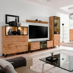 THIN Reolvæg i Wotan Eg med LED belysning