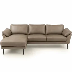 Thyregod Chaiselong Khaki soleda lædersofa - Venstrevendt