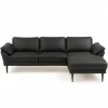 Thyregod Chaiselong lædersofa Højrevendt sort