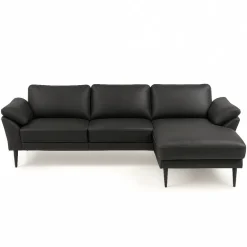 Thyregod Chaiselong lædersofa Højrevendt sort